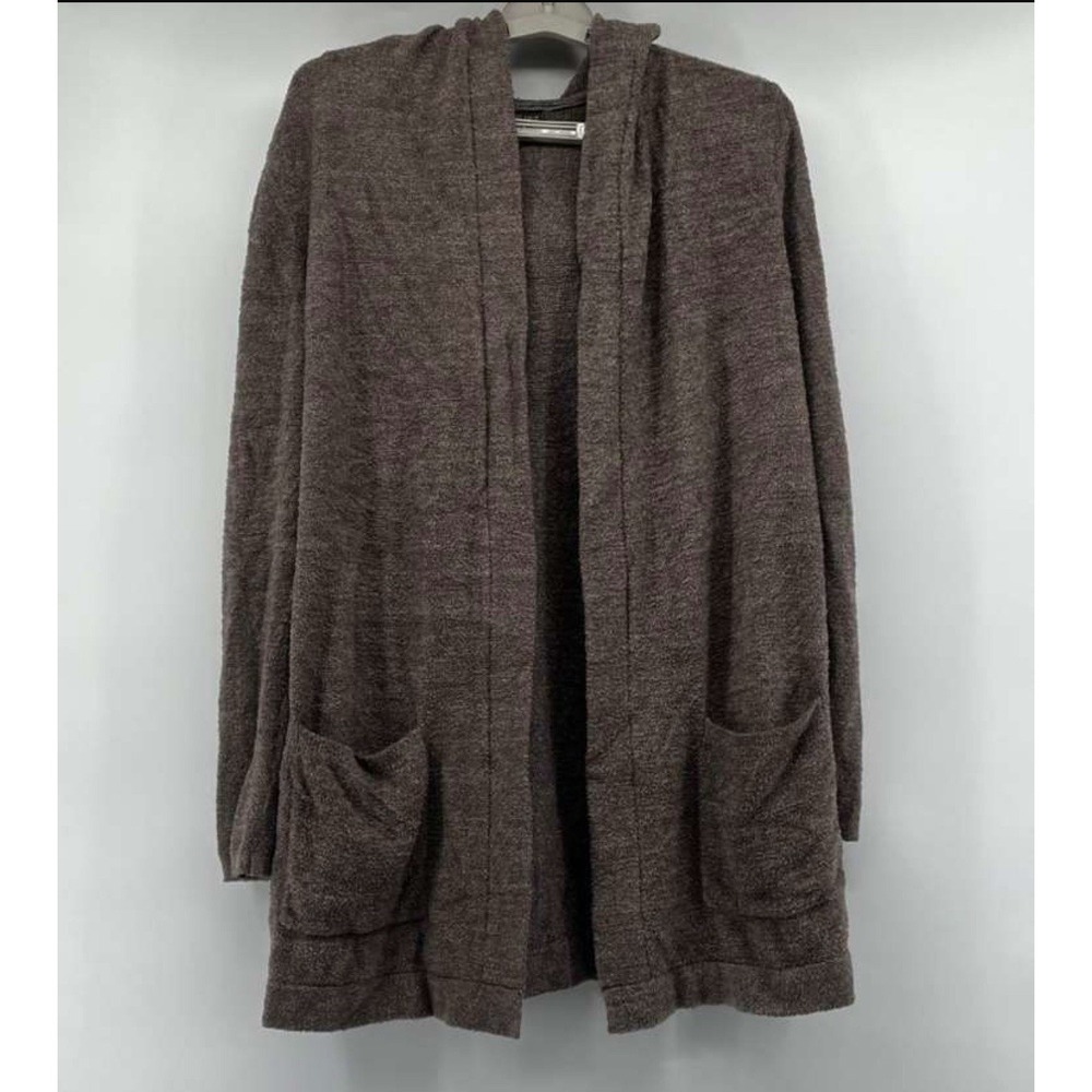 Barefoot Dreams Cozychic Lite Cardigan With Hood Dark Gray W Pockets Size Medium